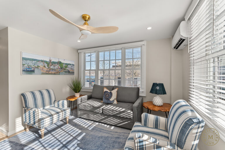 River Side Suite living room area at Mystic River Inn.