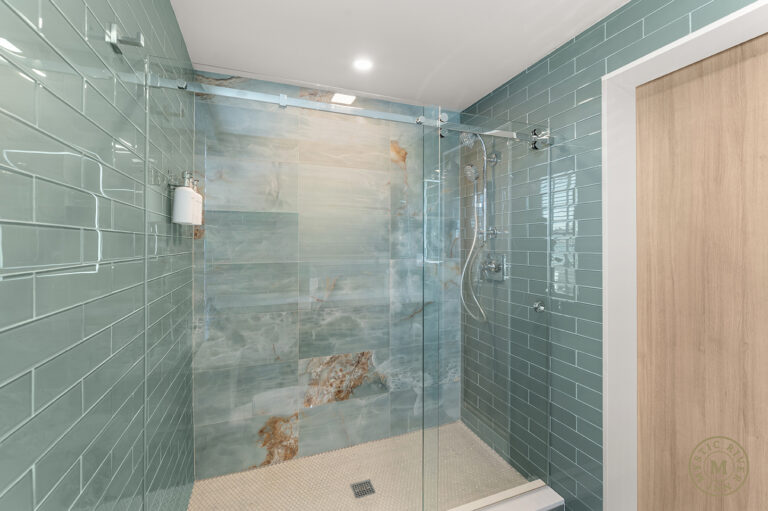 River Side Suite bathroom area at Mystic River Inn.